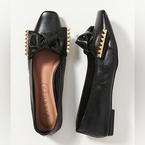 NWOT Anthropologie Vicenza Bow Square Toe Ballet Flats